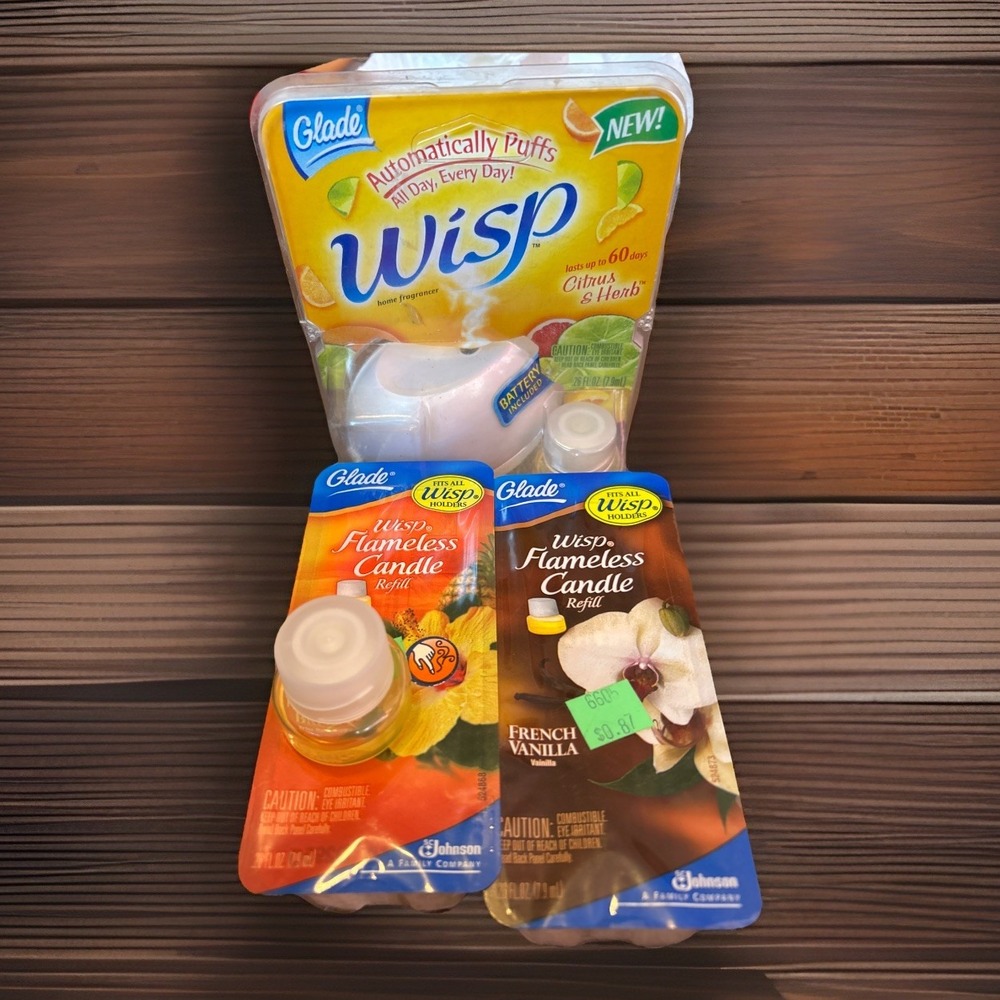 Glade Wisp Automatically Puffs Citrus & Herb 2x‎ Hawaiian Breeze 1x Vanilla LOT